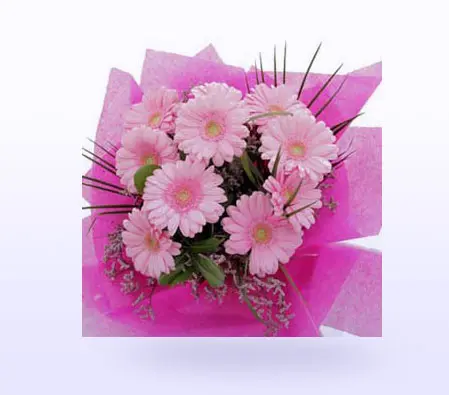 15 pink gerberas arrangement 