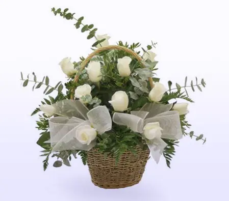 Basket Of White Roses