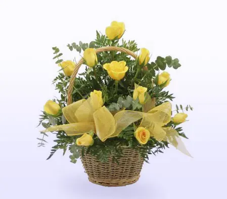 Basket Of Yellow Roses