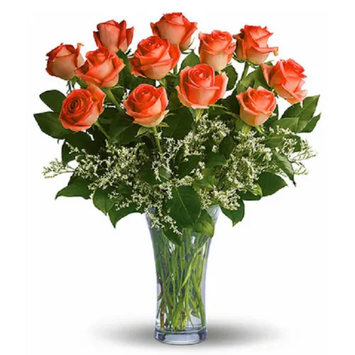 One Dozen Orange Roses