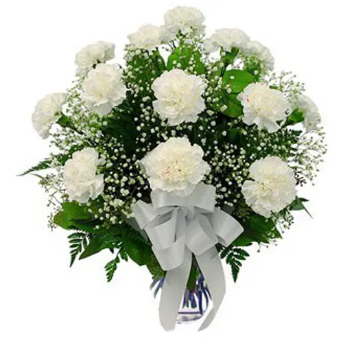 12 White Carnations