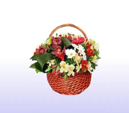 Red And White Floral Basket