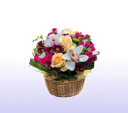 Basket With Colored Flowers