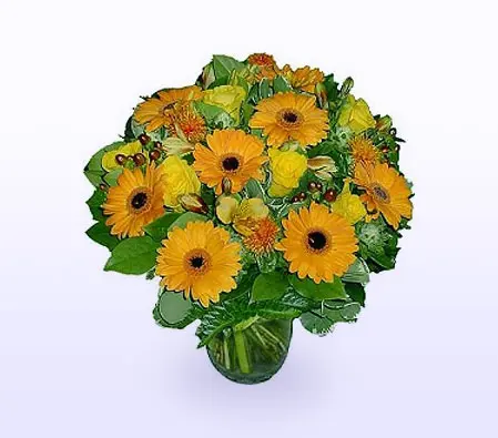 Yellow roses with Orange gerberas 